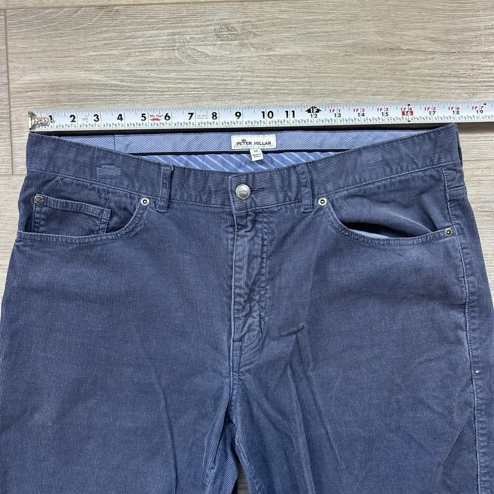 Peter Millar Men 36x31 Superior Soft Blue Corduroy Five-Pocket Pants